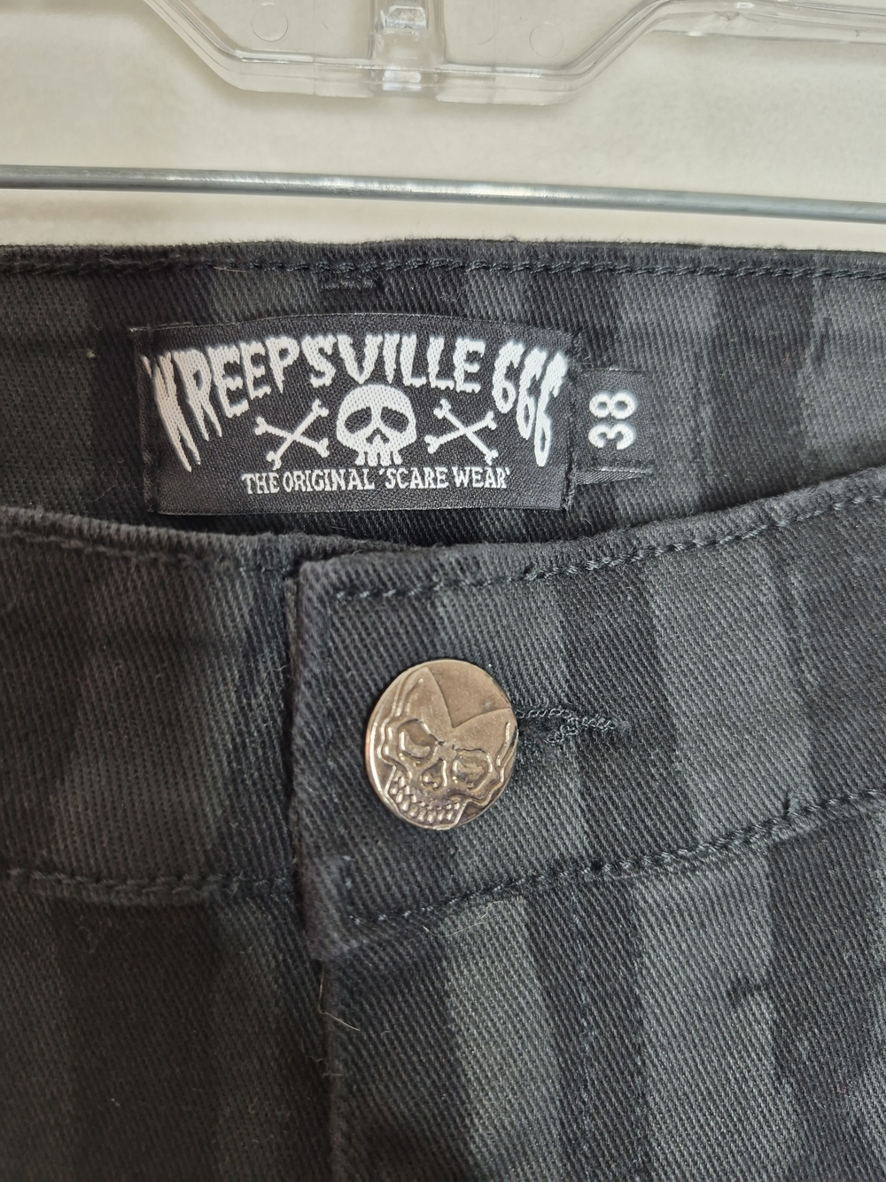 Kreepsville 666 Striped Coffin Pocket Raw Hem Shorts Goth Punk Mens Size 38 - Picture 6 of 12